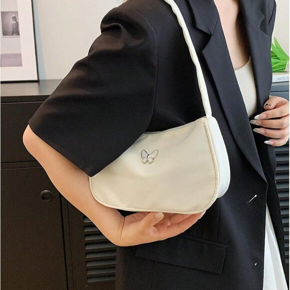 Chic Women's Y2K Butterfly Crescent Moon Handbag - Lightweight Nylon Design - Picture 5 of 7